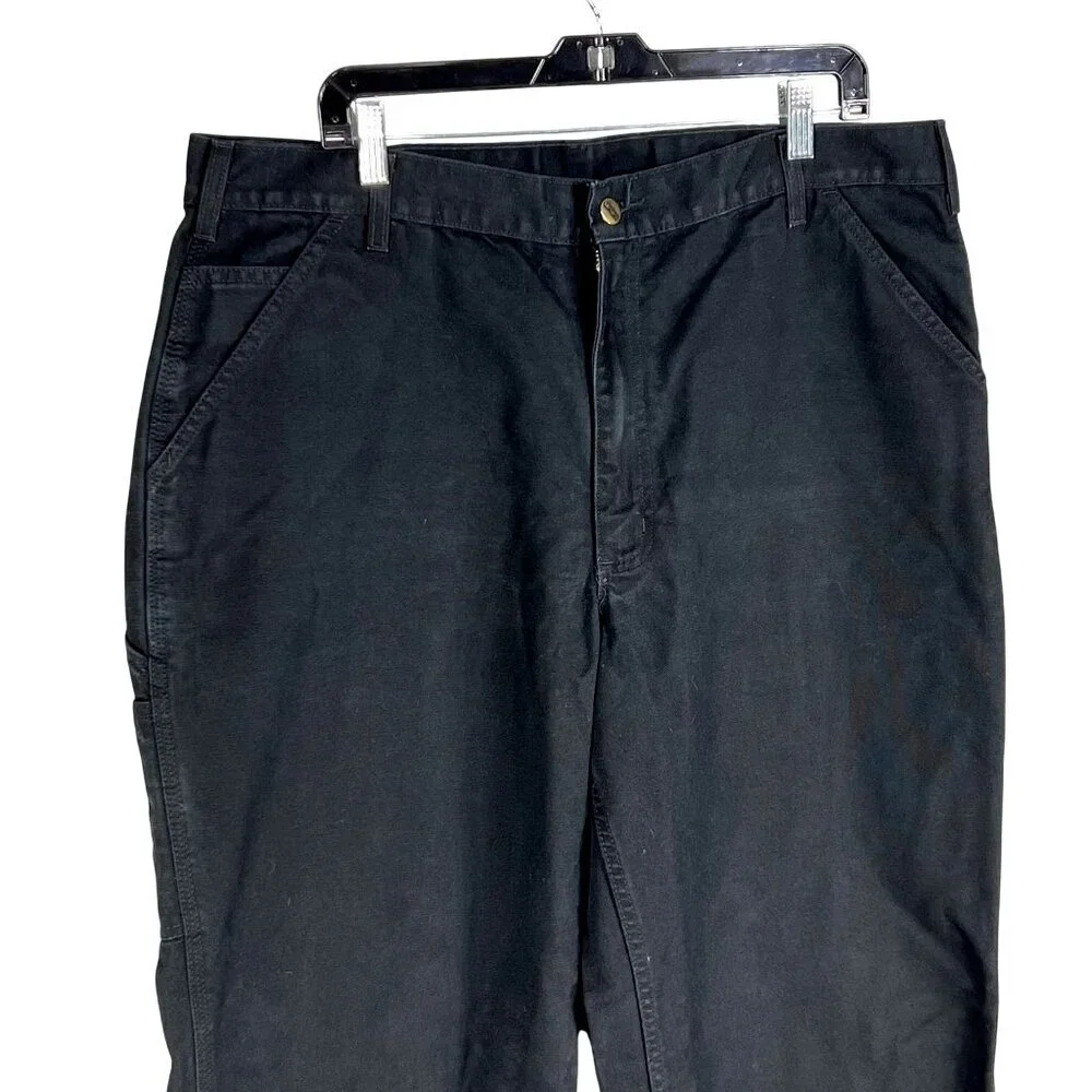 Carhartt Mens 40x32 Duck Loose Fit Canvas Black Utility Chore Pants Carpenter - Picture 15 of 16